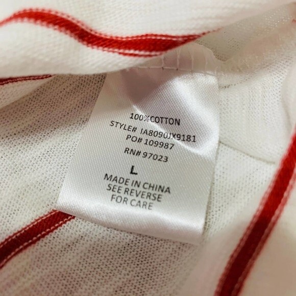 Rebellious One top white/red stripes cactus short sleeve boxy Tee size L - Picture 4 of 7